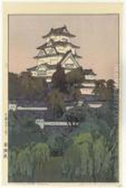 Himeji-jo/himeji Castle-morning, From The Series Sakura Hachidai by Hiroshi Yoshida