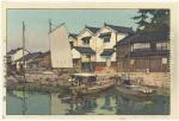 Setonaikai Kura/kura In Tomonoura Oil Painting by Hiroshi Yoshida