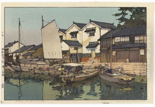 Setonaikai Kura/kura In Tomonoura Oil Painting by Hiroshi Yoshida