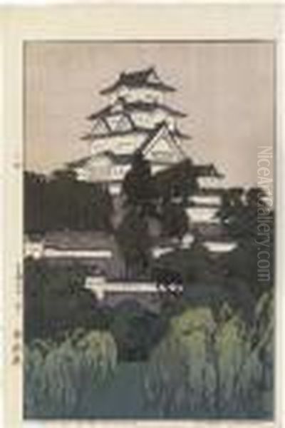 Himeji-jo/himeji Castle-morning Oil Painting by Hiroshi Yoshida