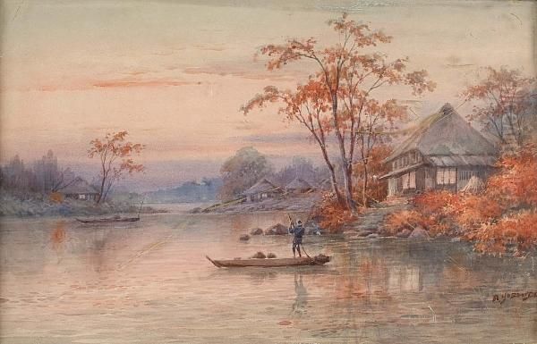 River View Oil Painting by Hiroshi Yoshida