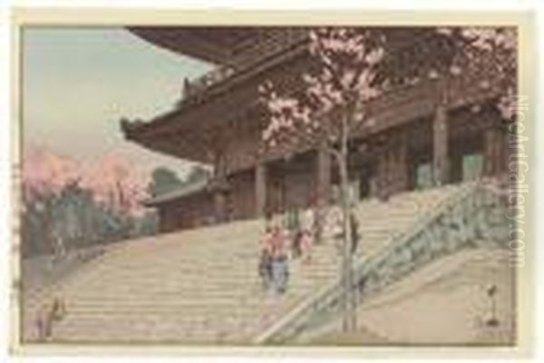 Sakura Mon/chion-in Temple Gate,
 From The Series Sakura Hachirai(eight Views Of Cherry Blossoms) by Hiroshi Yoshida