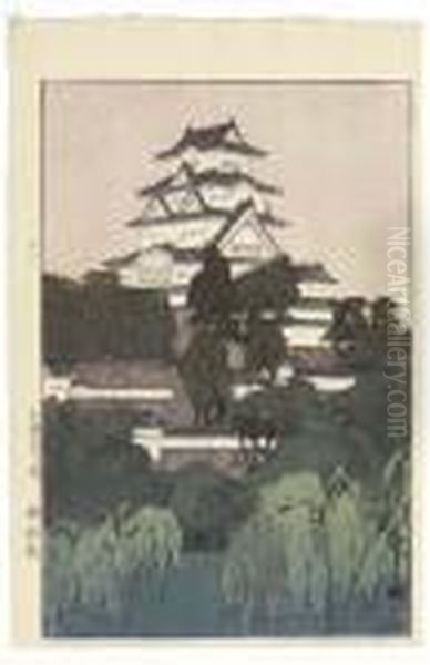 Himeji-jo/himeji Castle - 
Morning, From The Series Sakura Hachirai(eight Views Of Cherry Blossoms) by Hiroshi Yoshida