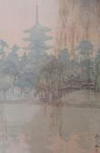 Sarusawa Pond Oil Painting by Hiroshi Yoshida