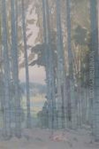 Bamboo Wood Oil Painting by Hiroshi Yoshida