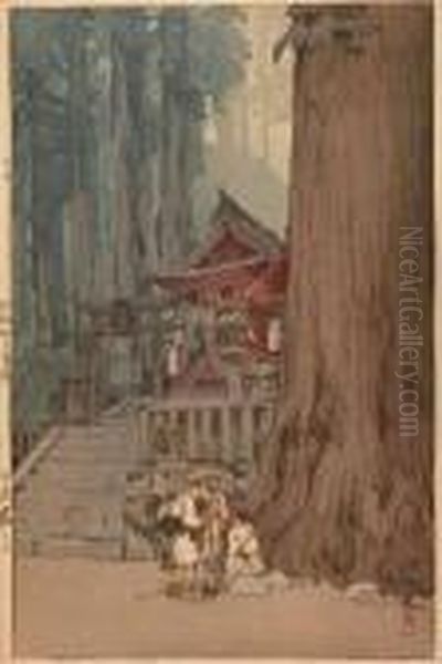 Misty Day In Nikko, Color 
Woodcut, 1937, Pencil Signed In Roman Script Hiroshi Yoshida , Jizuri 
Seal. - Oban: 40.1 X 27 Cm Oil Painting by Hiroshi Yoshida