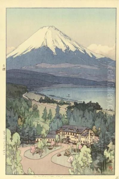 Fuji Nyu Gurando Hoteru/fuji New Grand Hotel, Lake Yamanaka Oil Painting by Hiroshi Yoshida