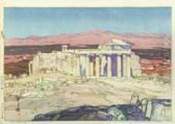 Acropolis Oil Painting by Hiroshi Yoshida