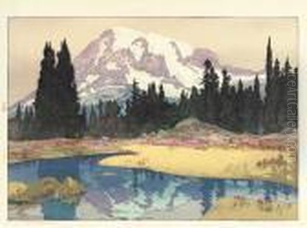 Mt. Rainier Oil Painting by Hiroshi Yoshida