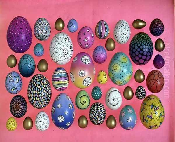 Painted eggs 3 Oil Painting by Cathy Usiskin