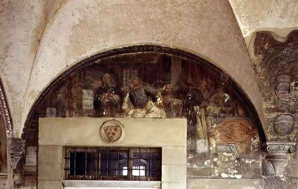 St. Dominic Healing the Sick Woman, lunette from the fresco cycle of the Life of St. Dominic, in the cloister of St. Dominic, c.1698 Oil Painting by Cosimo Ulivelli