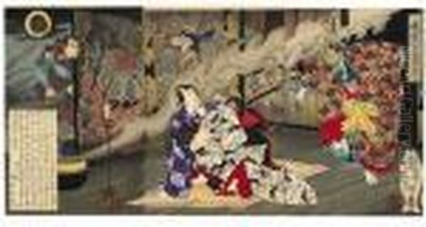 : Nise Murasaki Inaka Genji Oil Painting by Tsukioka Kinzaburo Yoshitoshi