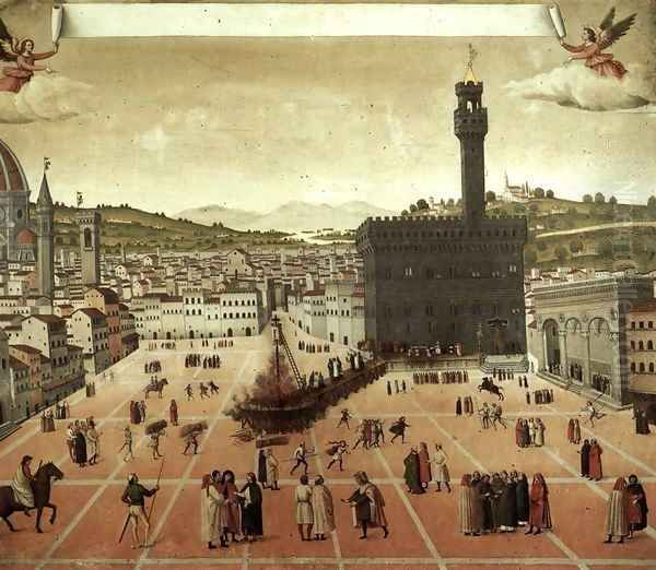 Execution of Savonarola on the Piazza della Signoria Oil Painting by Italian Unknown Master