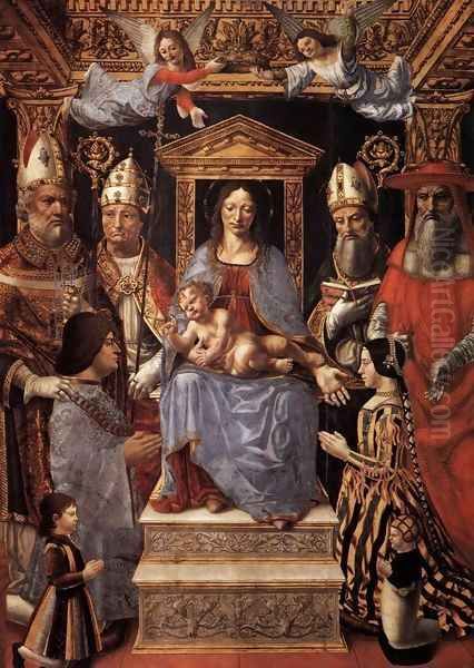 Virgin and Child Enthroned with the Doctors of the Church Oil Painting by Italian Unknown Master