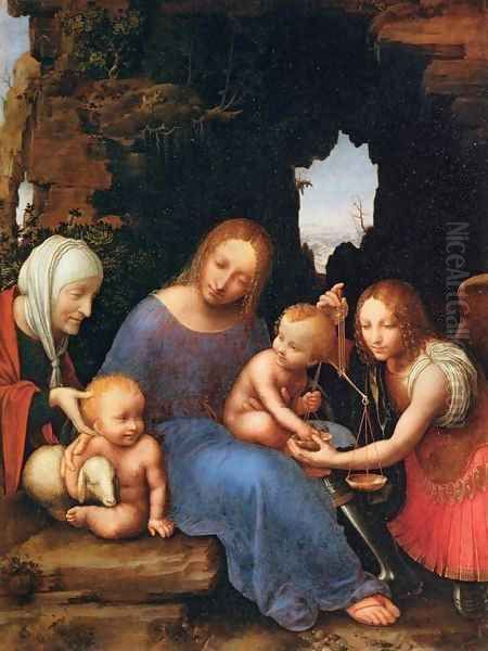 Virgin and Child with Sts Elizabeth, John and Michael Oil Painting by Italian Unknown Master