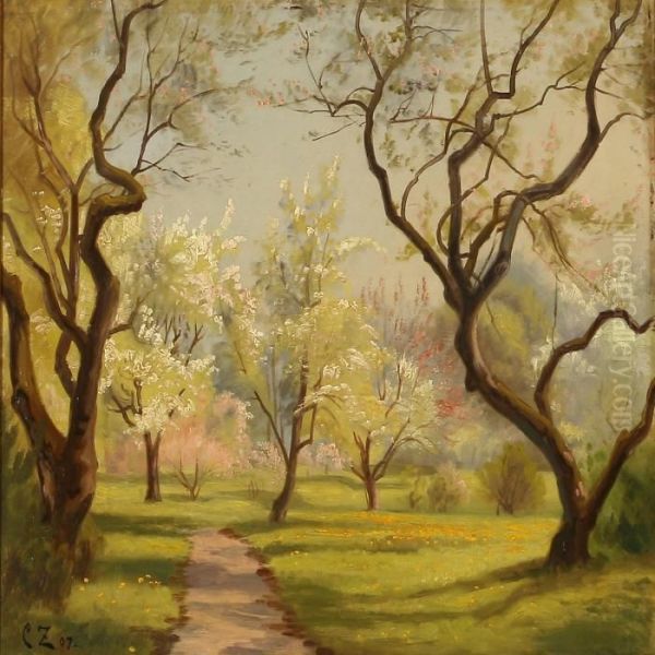 Spring Day In A Park Oil Painting by Christian Zacho