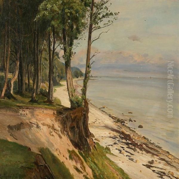 Coastal Scene At Summer Time Oil Painting by Christian Zacho