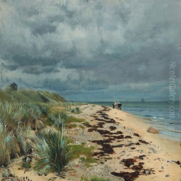 Coastal Scenery With Cart Oil Painting by Christian Zacho