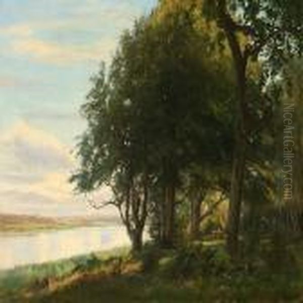 Summer Fiord Landscape Oil Painting by Christian Zacho