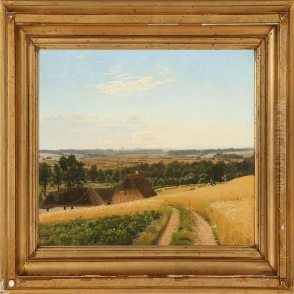 Mark Landscape Withtwo Farmers Oil Painting by Christian Zacho