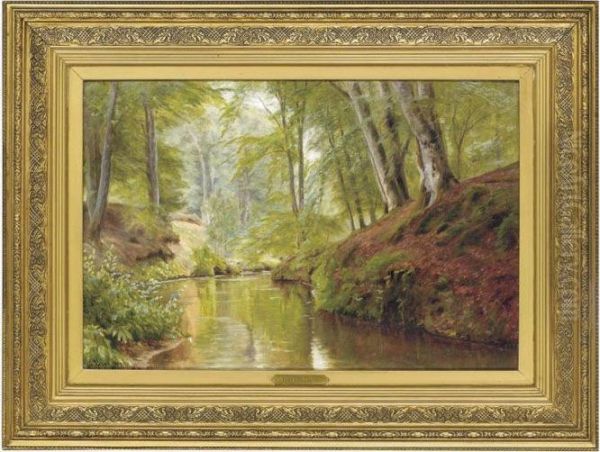 A Stream Running Through The Woods Oil Painting by Christian Zacho