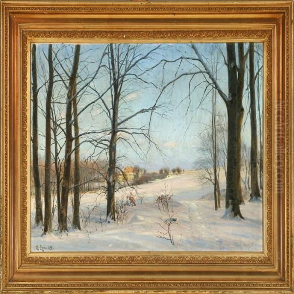 Winter Landscape From Mols Oil Painting by Christian Zacho