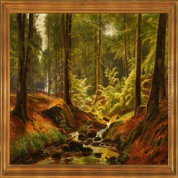 Spring Forest At Lellinge Stream Oil Painting by Christian Zacho