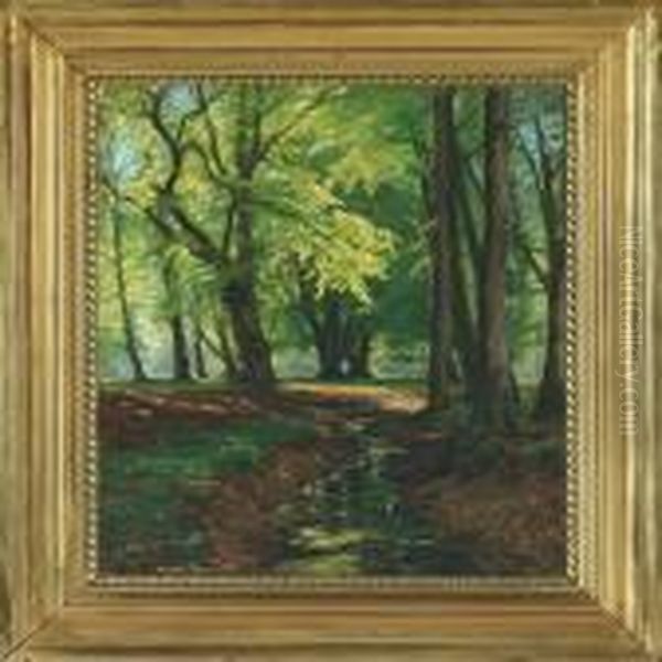 Woodland Scene Withstream Oil Painting by Christian Zacho