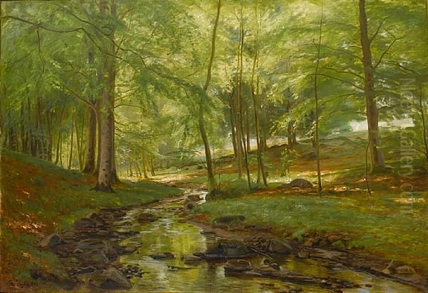 A Sunlit Wood Oil Painting by Christian Zacho