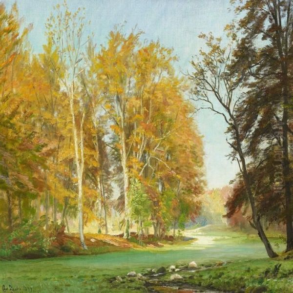 A Park Scenery Infall Oil Painting by Christian Zacho