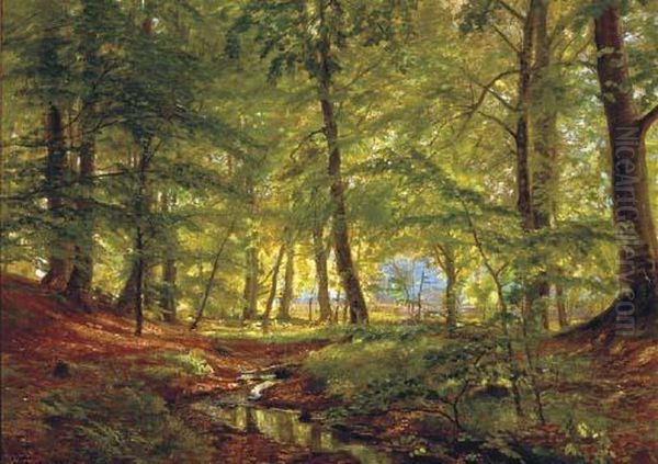 A Sunlit Glade Oil Painting by Christian Zacho