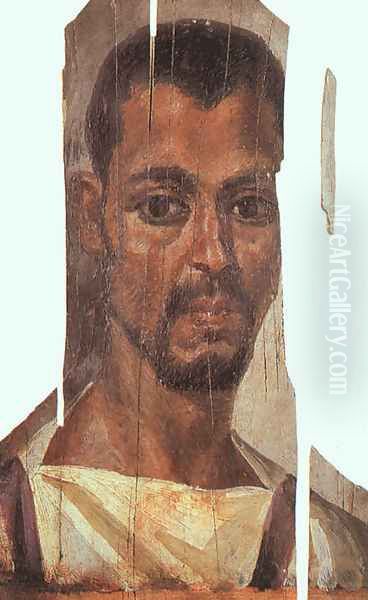 Fayoum Funerary Portrait (2nd century B.C.) Oil Painting by Egyptian Unknown Masters