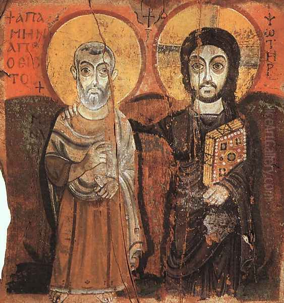 Christ and the Abbot Mena (from the Monastery of Baouit) (6th-7th century A.D.) Oil Painting by Egyptian Unknown Masters