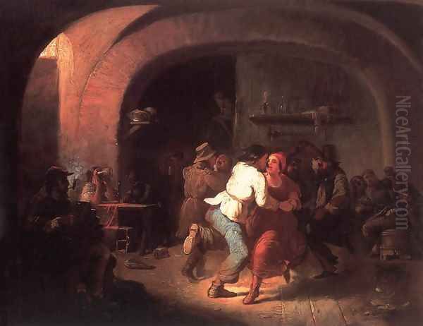 Revellers 1860 Oil Painting by Ferenc Ujhazy