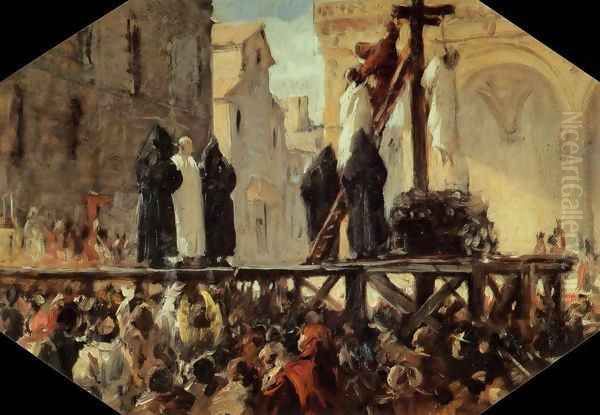 The Execution of Savonarola Oil Painting by Stefano Ussi