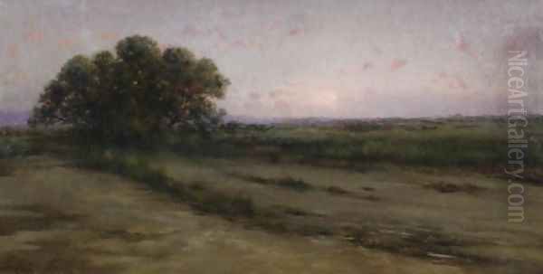 Sunset in the Ampurdan (Atardecer en el Ampurdan) Oil Painting by Modesto Urgell y Inglada