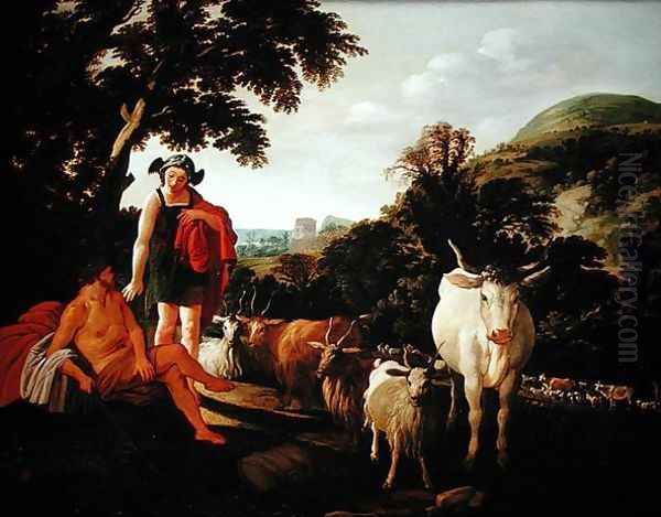 Mercury and Argus, 1620 Oil Painting by Moyses or Moses Matheusz. van Uyttenbroeck