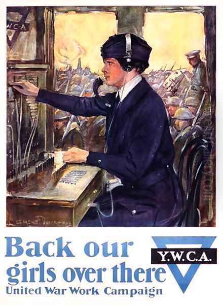 Back Our Girls Over There, World War I YWCA poster, c.1918 Oil Painting by Clarence F. Underwood