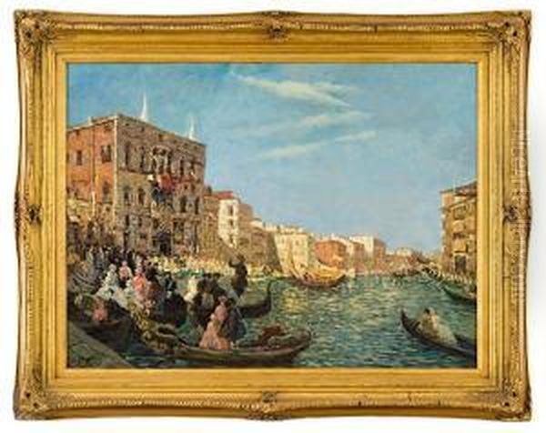 Regata Di Carnevale Al Canal Grande Oil Painting by Erma Zago