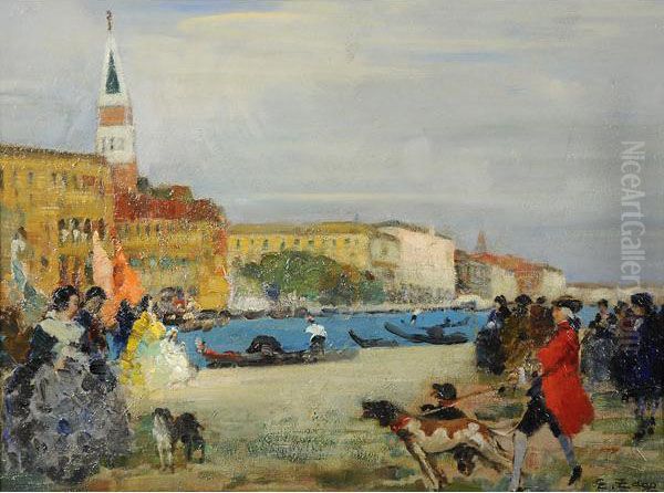 Venezia, Passeggiata A Campo Della Salute Oil Painting by Erma Zago