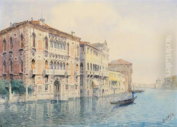 Gondola A Venezia Oil Painting by Erma Zago