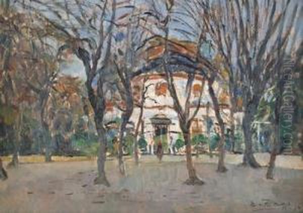 Roma, Viale Di Villa Borghese Oil Painting by Erma Zago