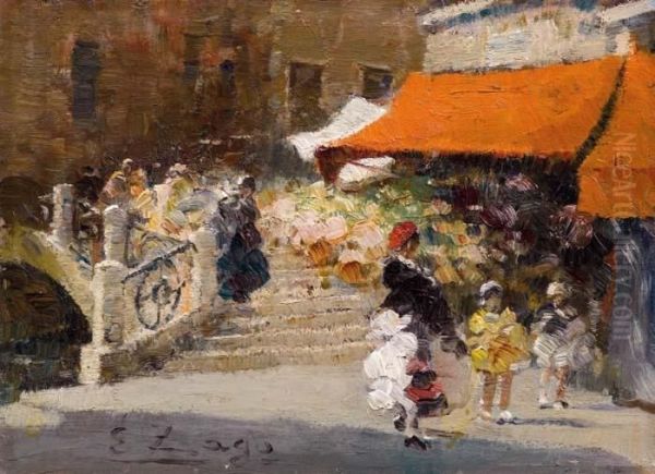 Mercatino A Venezia Oil Painting by Erma Zago