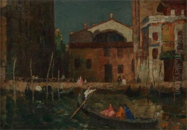 Traghetto A Venezia Oil Painting by Erma Zago