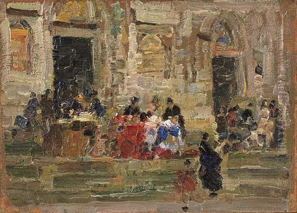 Roma, Mercatino Oil Painting by Erma Zago