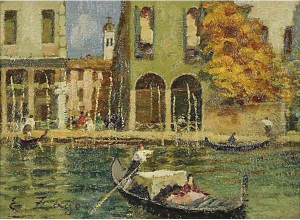 Gondole A Venezia Oil Painting by Erma Zago