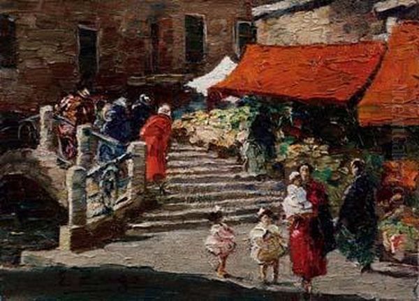 Mercato Veneziano Oil Painting by Erma Zago