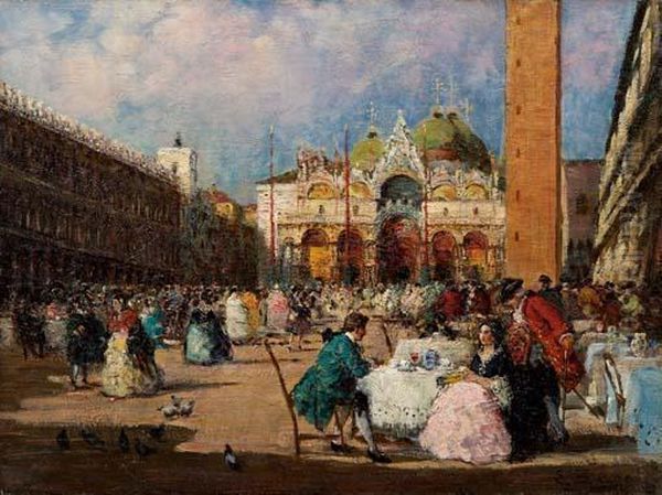 Ore Liete In Piazza Sanmarco Oil Painting by Erma Zago