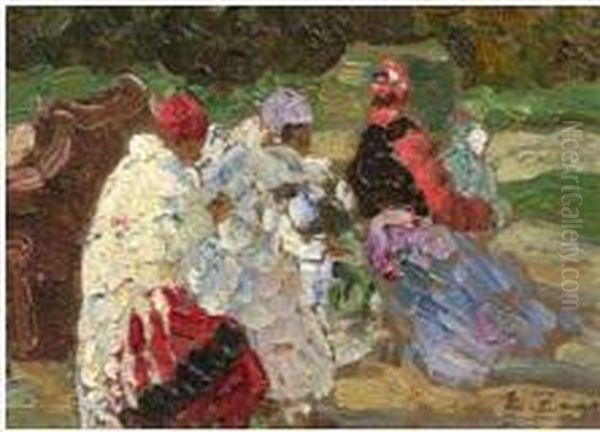 Le Comari In Costume Di Carnevale Oil Painting by Erma Zago