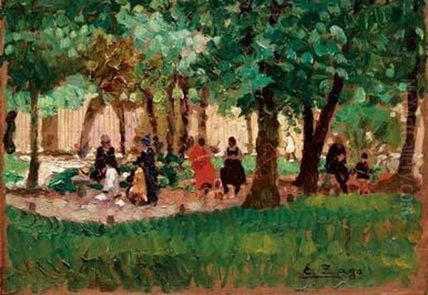 Pomeriggio Ai Giardini Oil Painting by Erma Zago